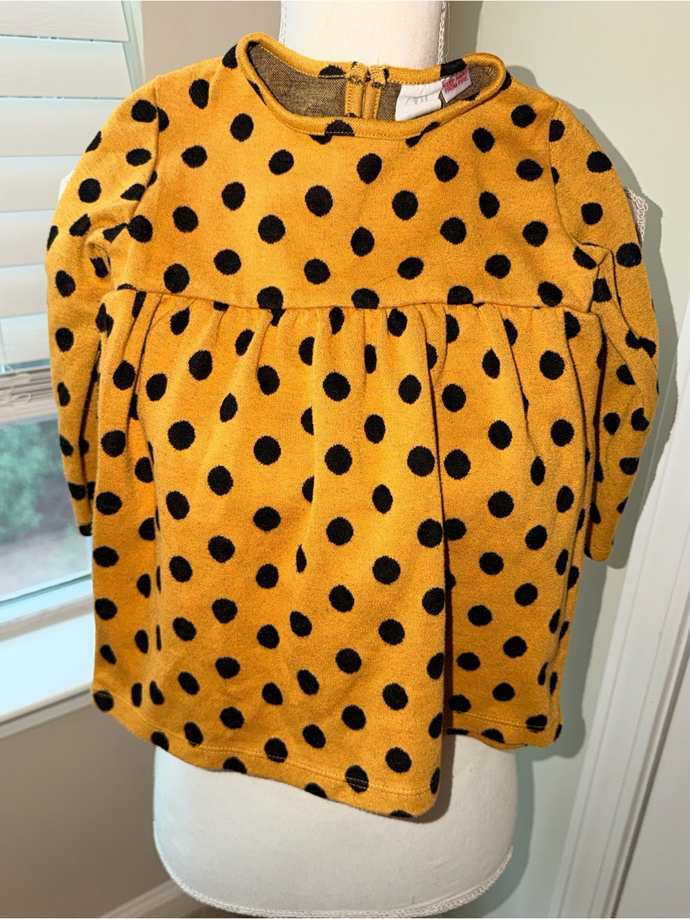 Zara Baby Mustard Dot Long Sleeve Dress size 2/3